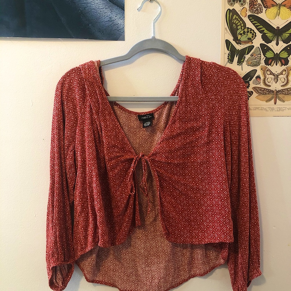 Rue 21 Red Tie Blouse